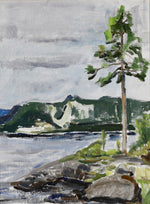Vintage Art Room Mid Century Coastal Oil Painting from Sweden