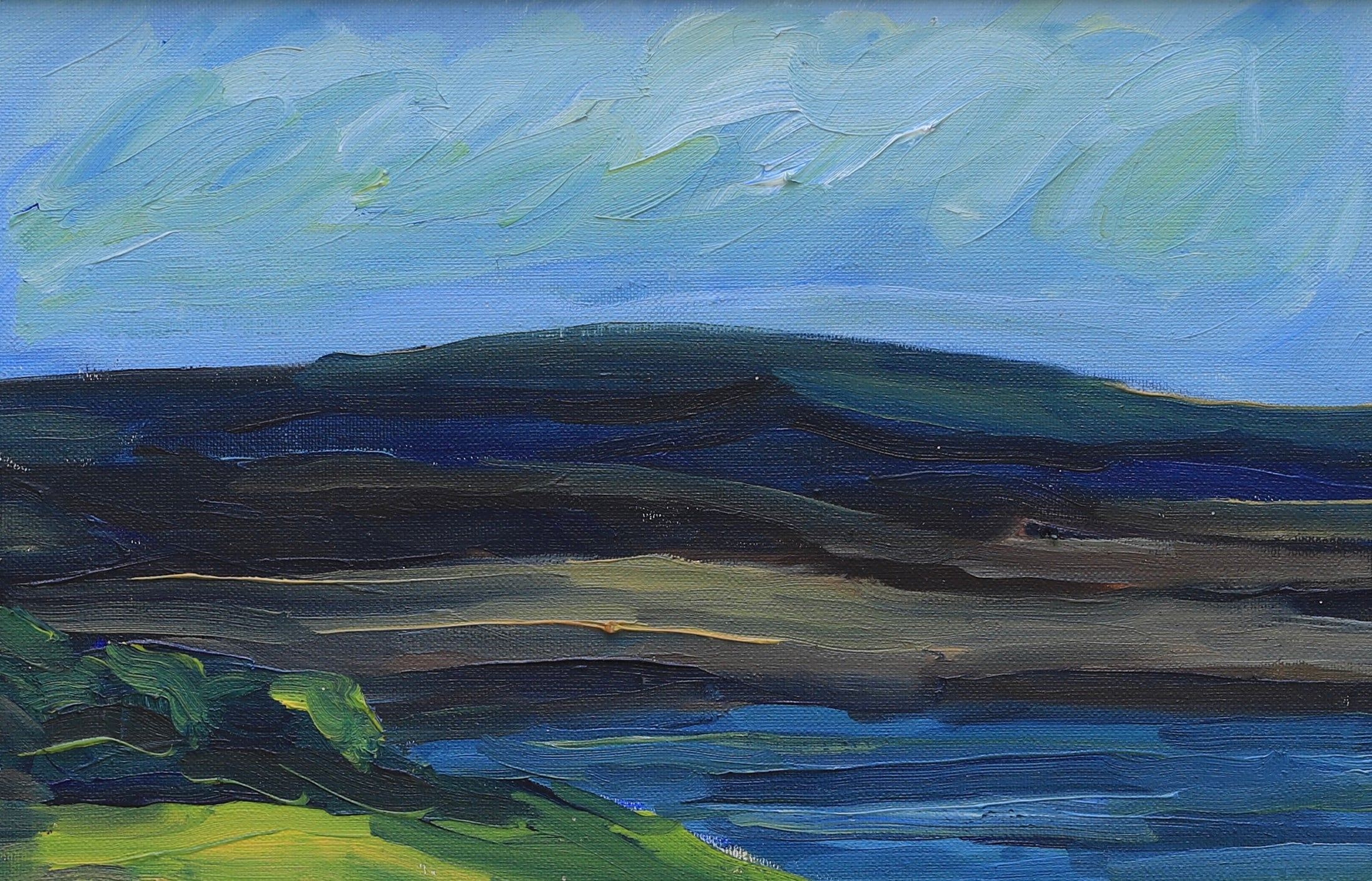 Mid Century Vintage Landscape Oil Painting By Kersti Flyckt Sweden