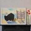 Mid Century Vintage Oil Painting Titled Black Boat From Sweden by Stig Kjellin