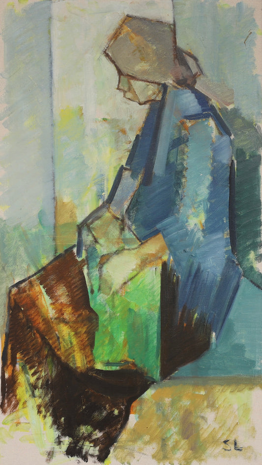 Mid Century Original Portrait Oil Painting From Sweden by S Ligell