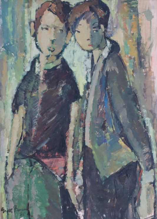 Vintage Oil Painting Titled Friends From Sweden By Erik Brandt