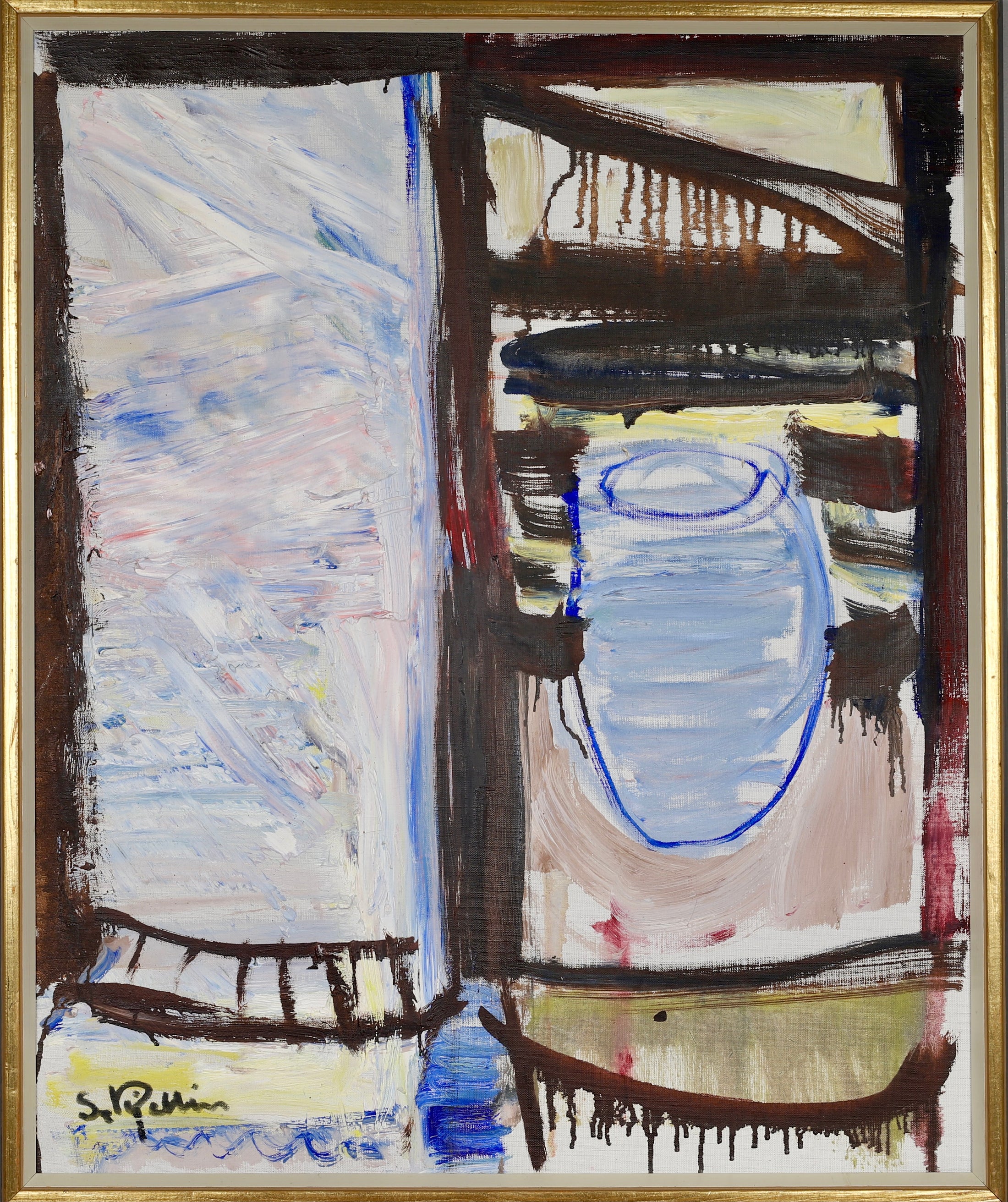 Vintage Mid Century Oil Painting From Sweden by S Kjellin