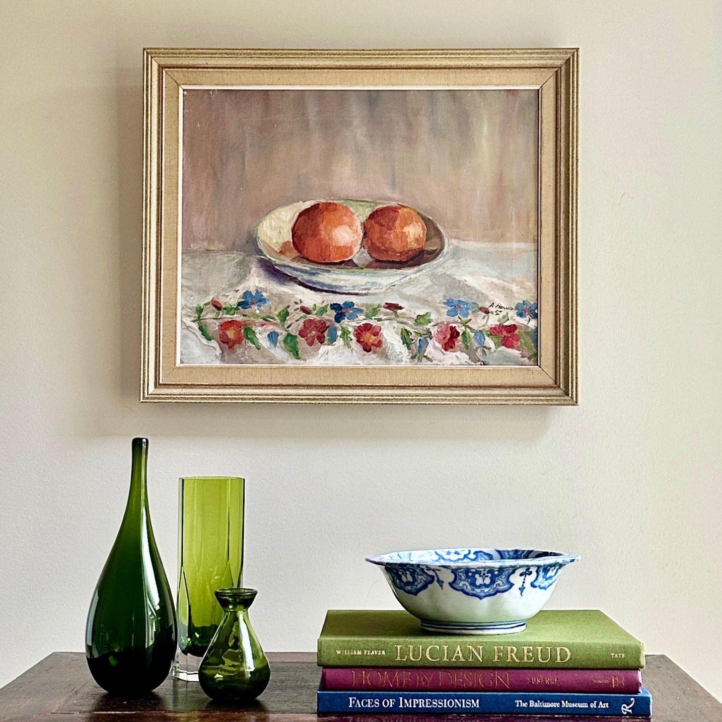 Swedish Vintage Art Still Life Oil Painting A HAnsson 1950