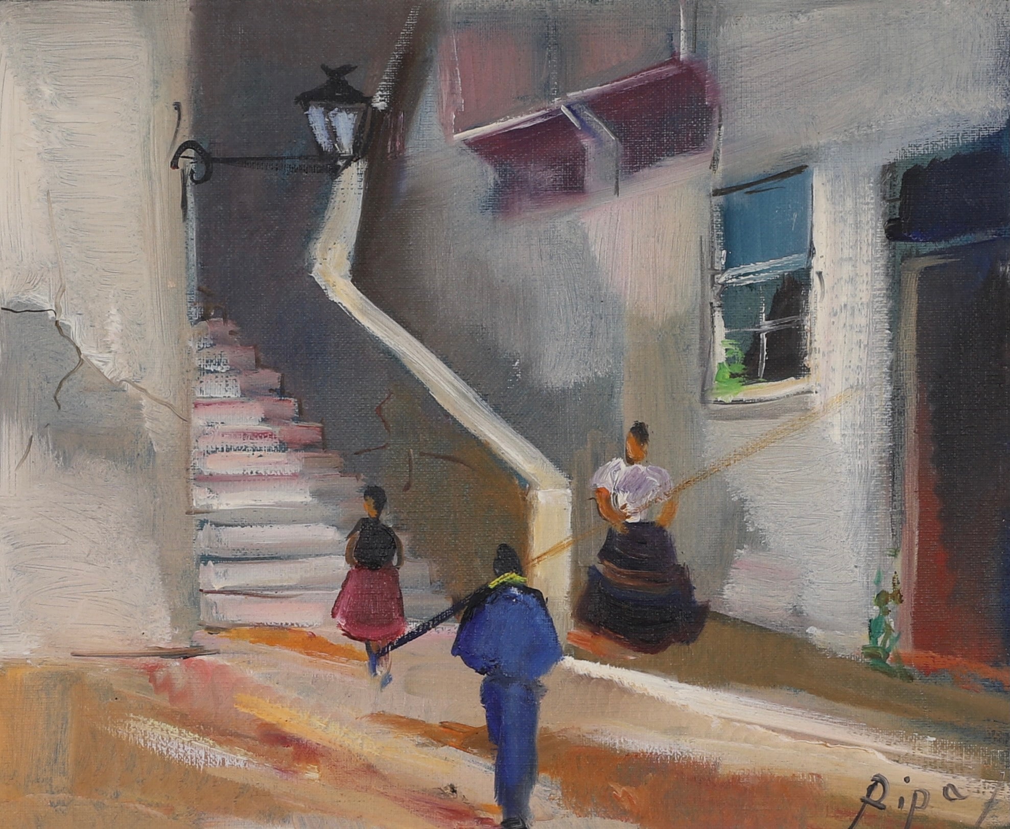 Mid Century Vintage Oil Painting From Sweden by H Ripa
