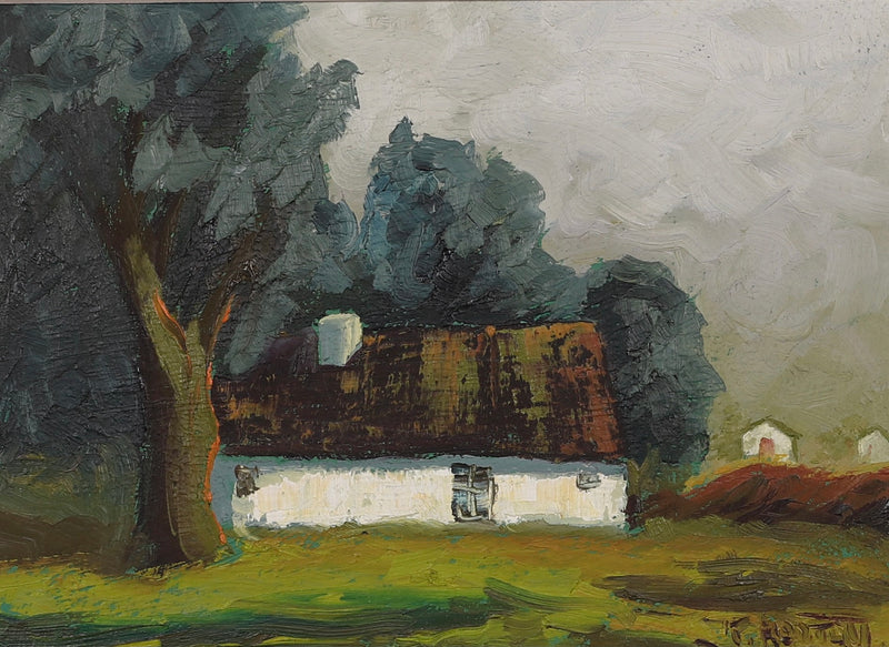 Mid Century Farmhouse Oil Painting From Sweden