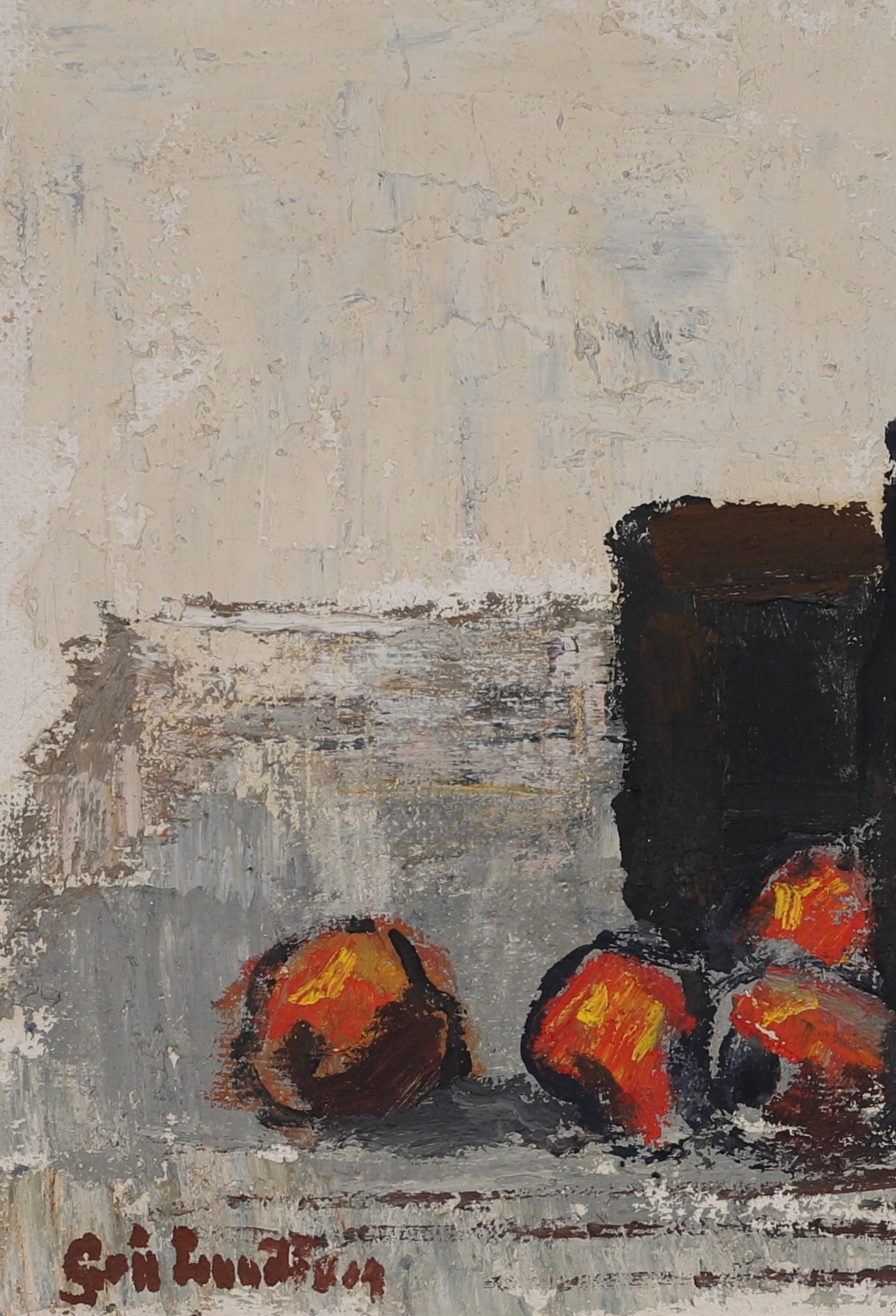 Vintage Mid Century Oil Painting by E Lundberg from Sweden