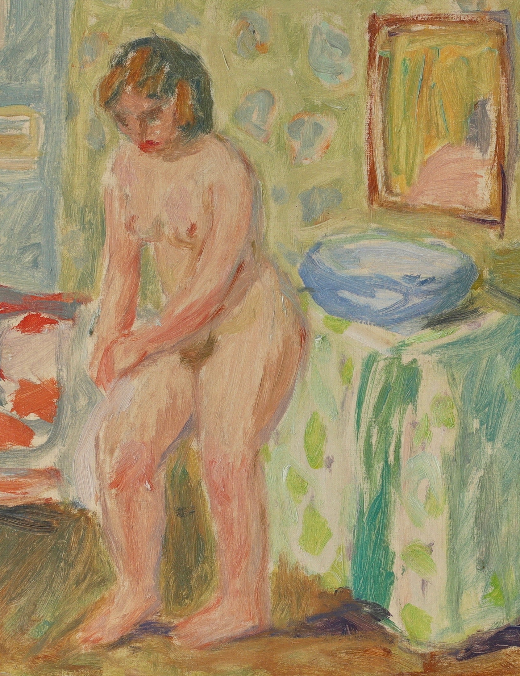 Mid Century figurative Oil Painting From Sweden By G Karlmark