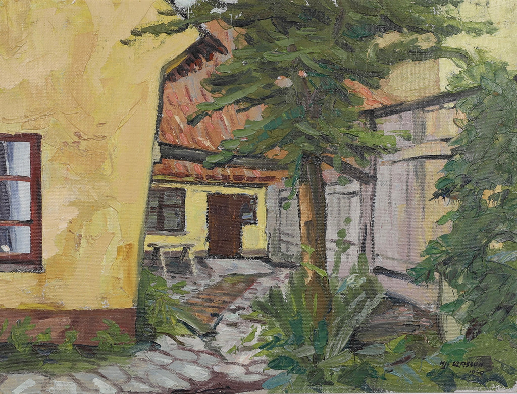 Mid Century Original Farmhouse Oil Painting From Sweden