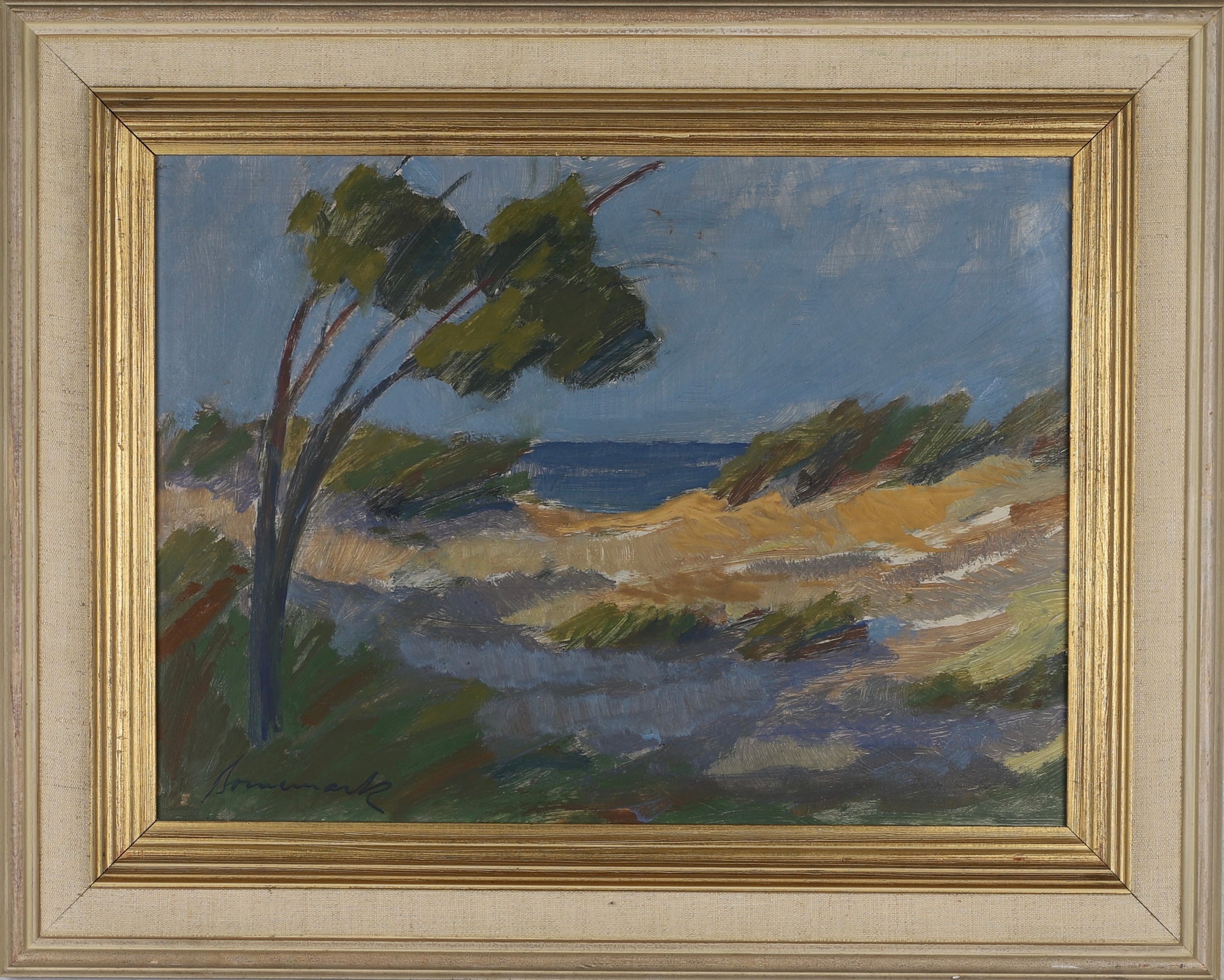 Mid Century Original Coastal Oil Painting From Sweden