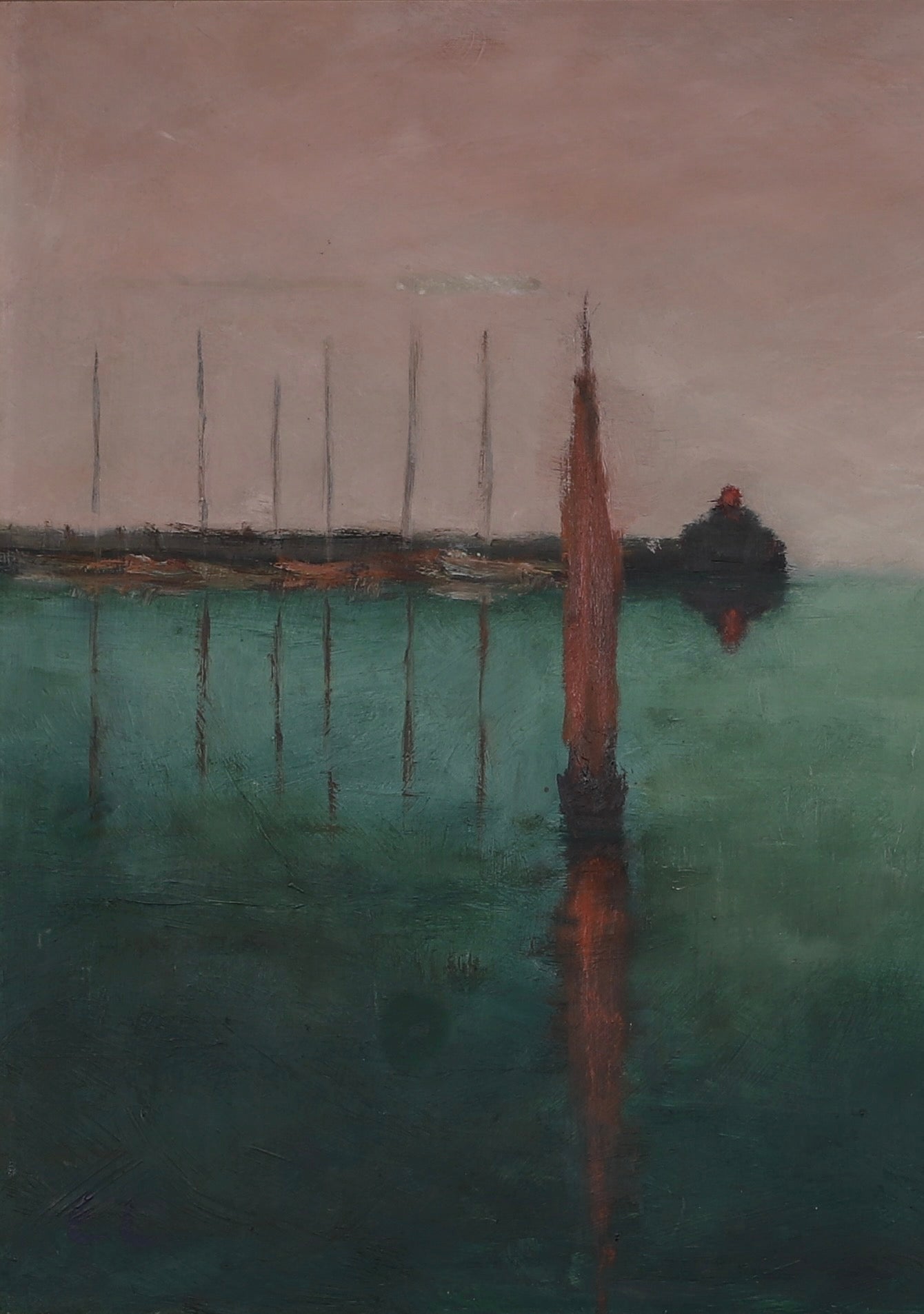 Mid Century Original Sailboat Oil Painting From Sweden
