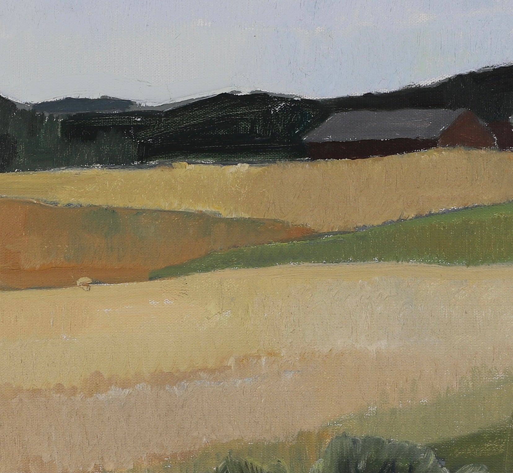 Original Vintage Art Room Mid Century Oil Painting from Sweden 1962