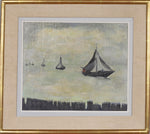 Mid Century Original Sailboat Oil Painting From Sweden