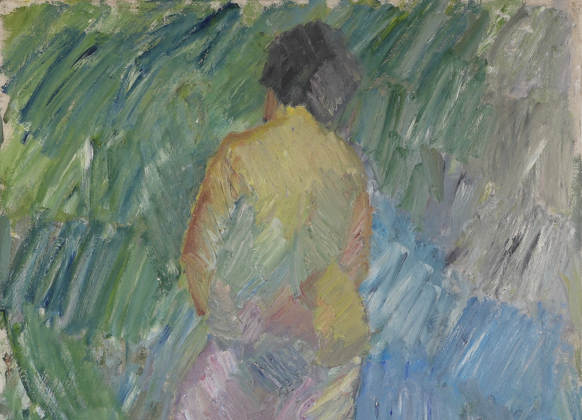 Mid Century Figurative Oil Painting From Sweden