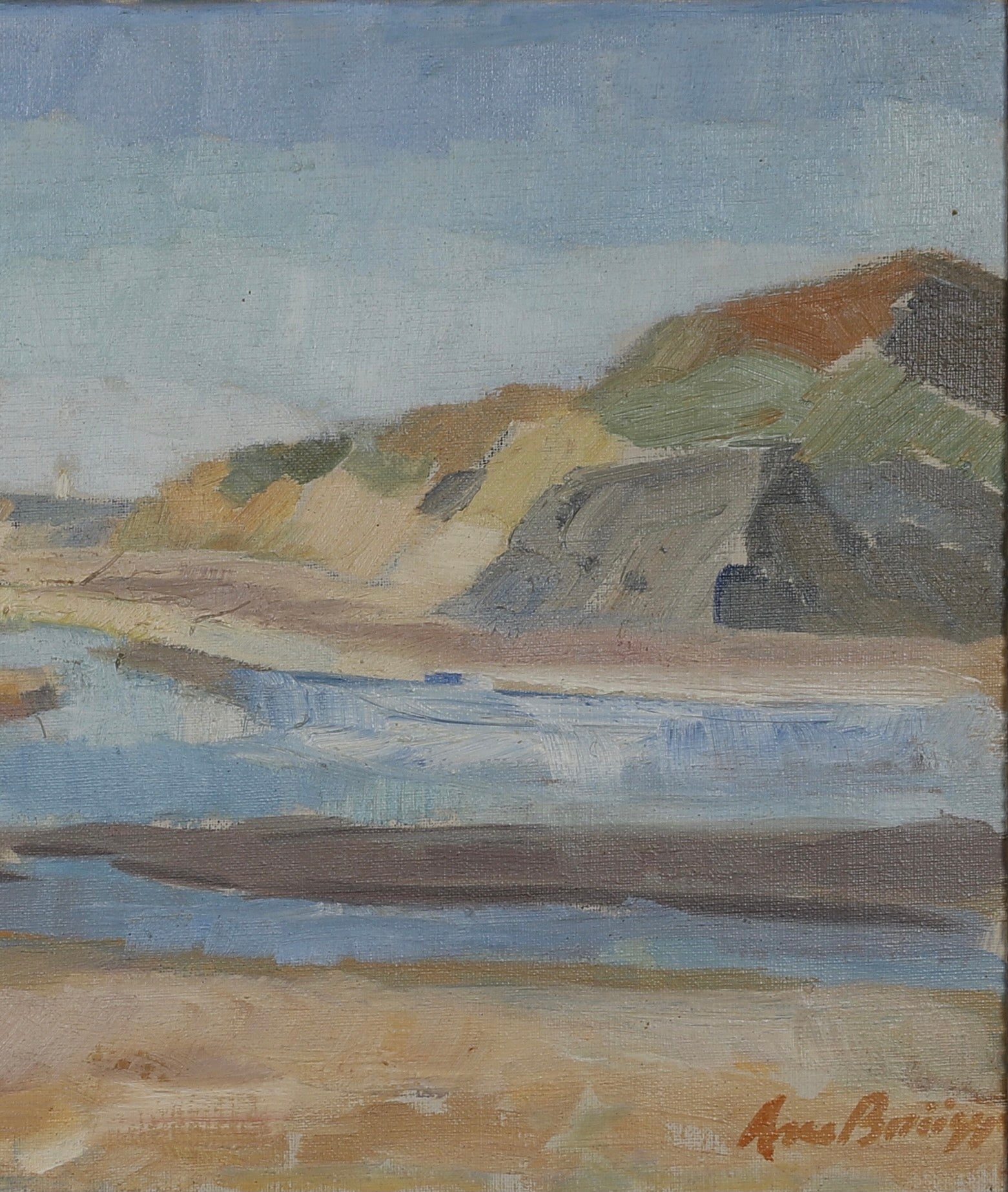 Mid Century Vintage Seascape Oil Painting From Sweden 1944