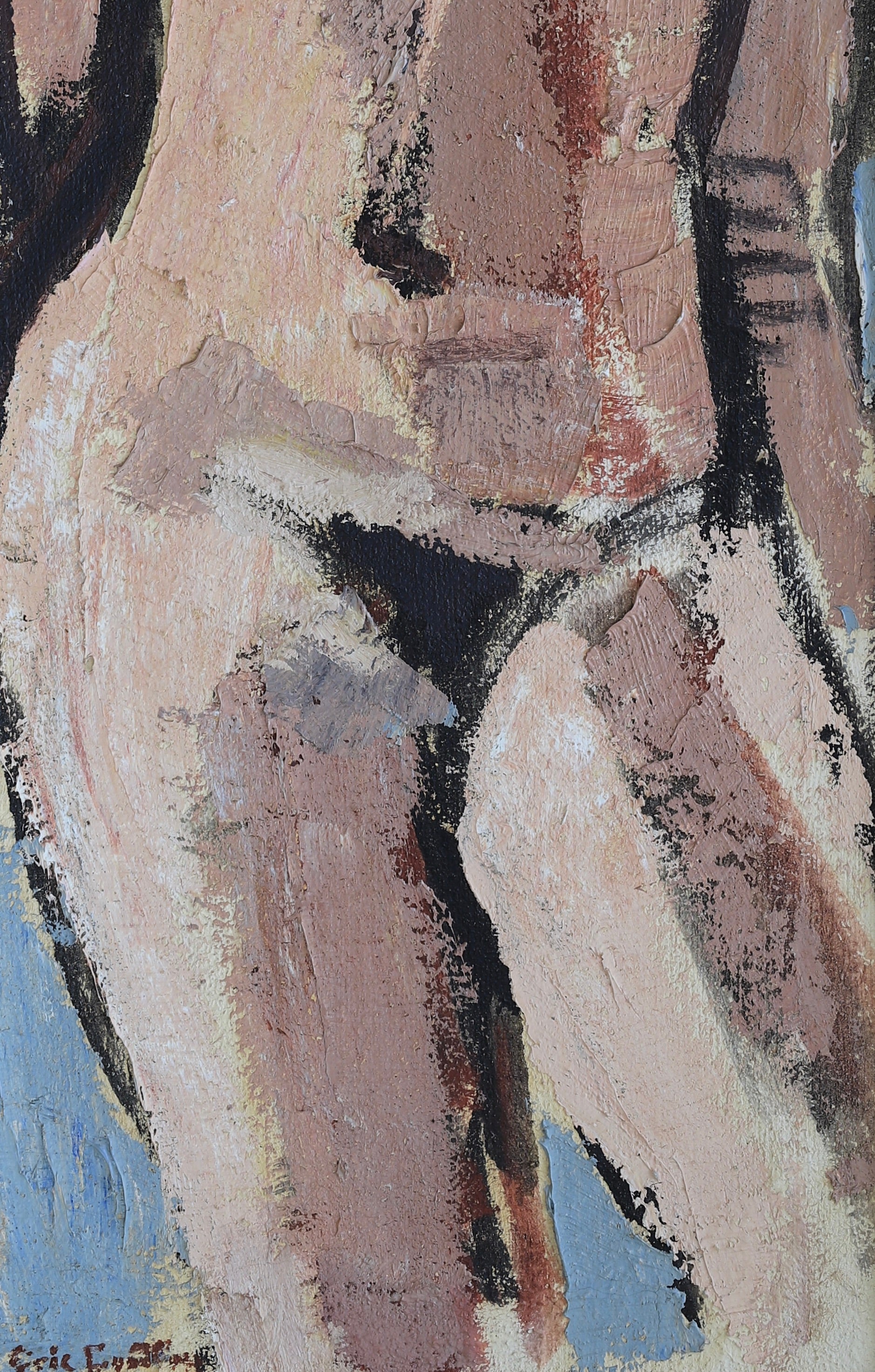 Vintage Mid Century Original Figure Painting By Eric Lundberg