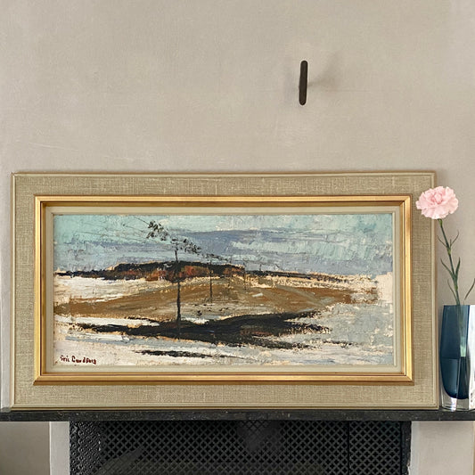 Mid Century Vintage Landscape Oil Painting By Eric Lundberg From Sweden