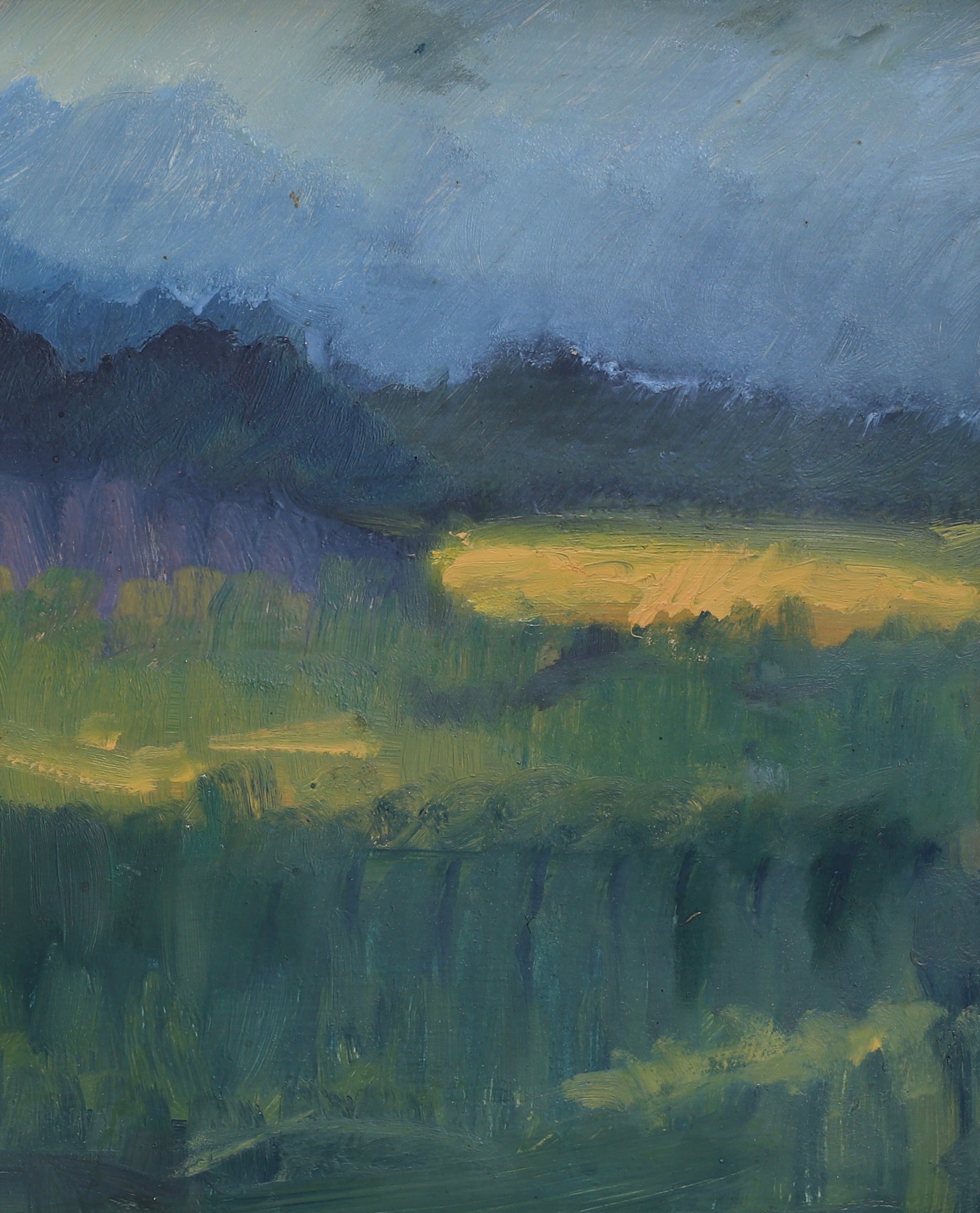 Mid Century Vintage Landscape Oil Painting By Nils Landelius Sweden