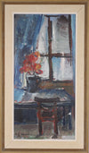 Mid Century Interior Oil Painting From Sweden