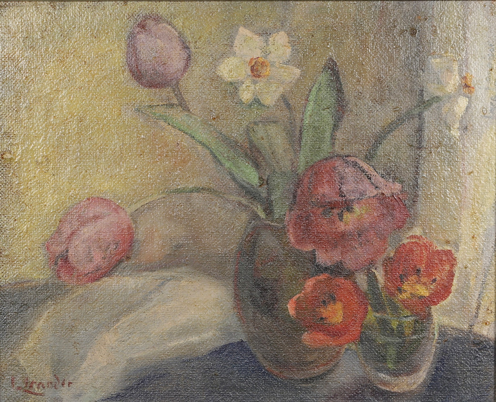 Vintage Art Original Still Life Oil Painting From Sweden