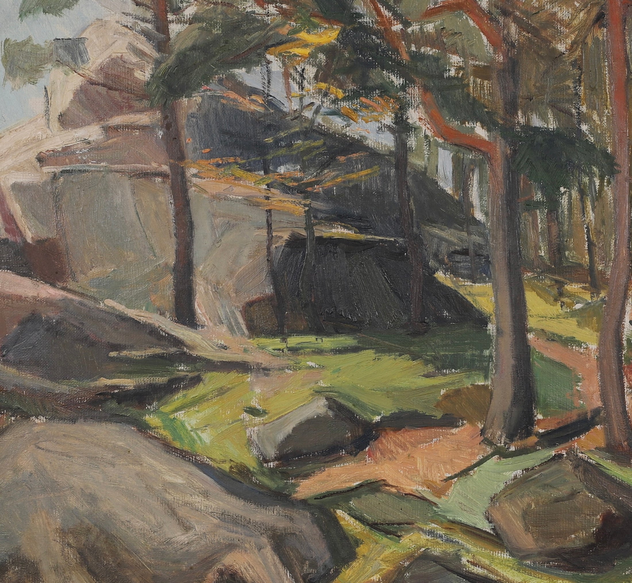 Mid Century Original Landscape Oil Painting From Sweden By
