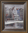 Mid Century Original Cityscape Oil Painting From Sweden