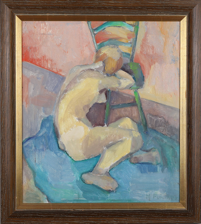 Original Vintage Figure Oil Painting From Sweden