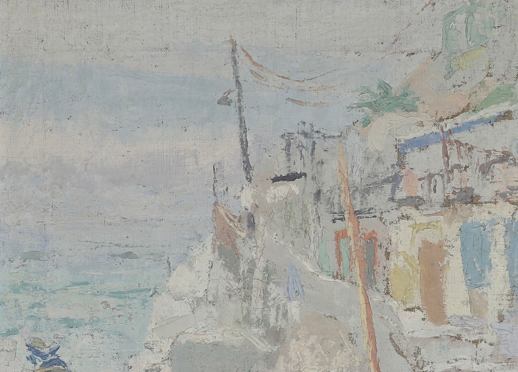 Mid Century Original Coastal Oil Painting From Sweden