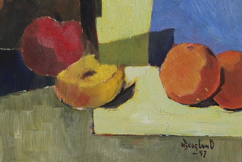 Swedish Vintage Art Still Life Oil Painting by N Berglund 1957