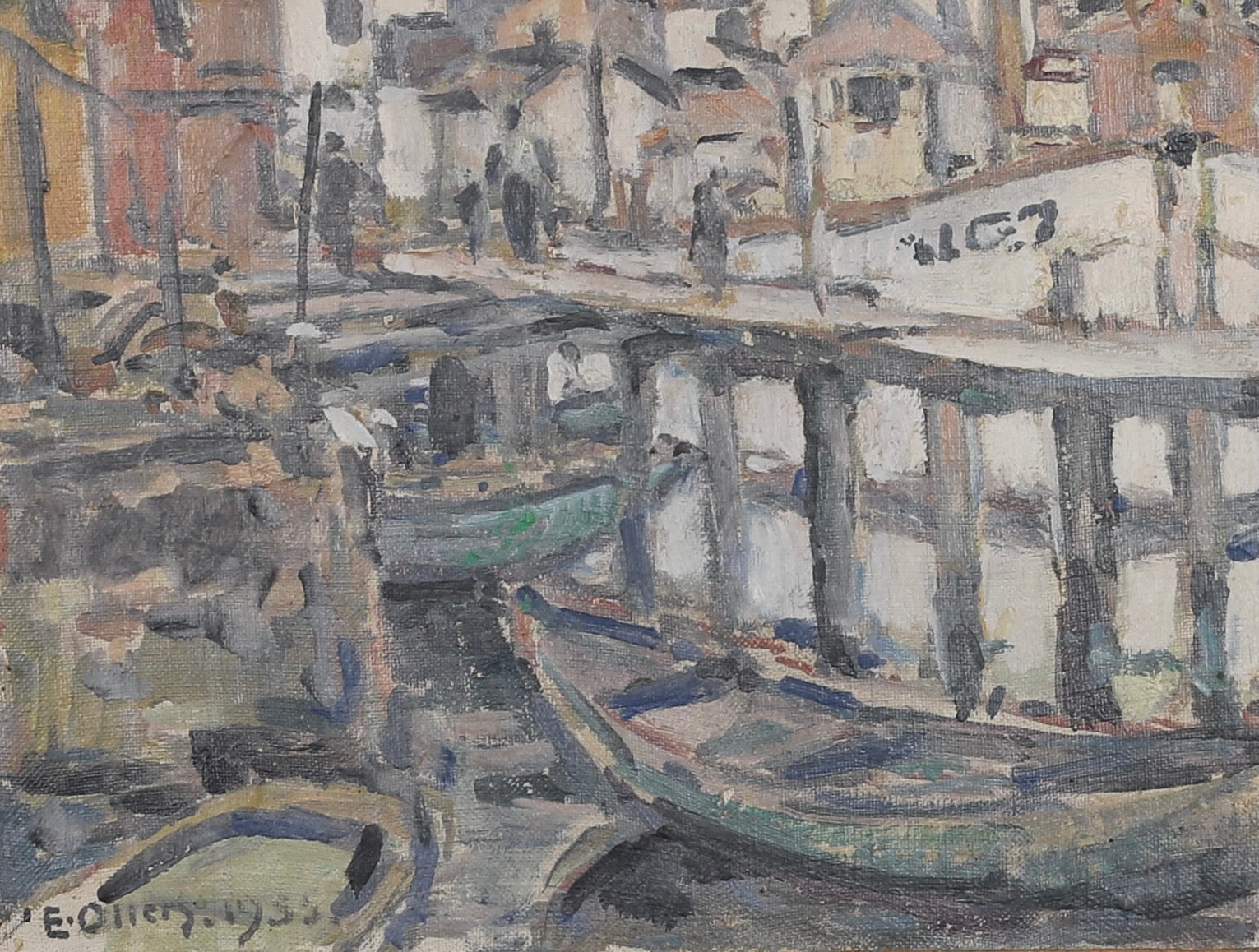Mid Century Vintage Oil Painting By E Ollers From Sweden