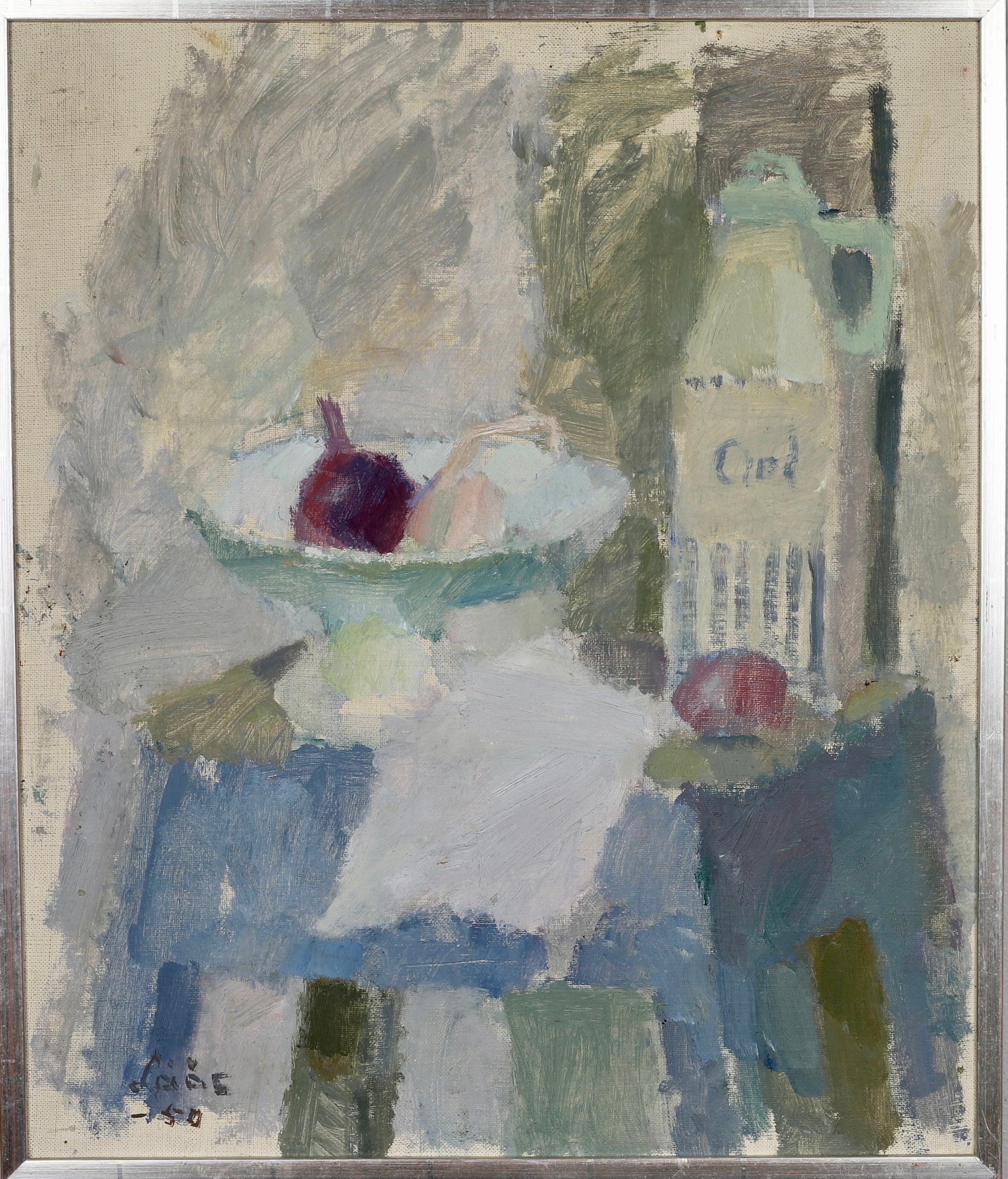 Original Mid Century Still Life Oil Painting from Sweden