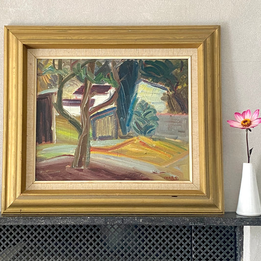 Vintage Mid Century Landscape Painting From Sweden