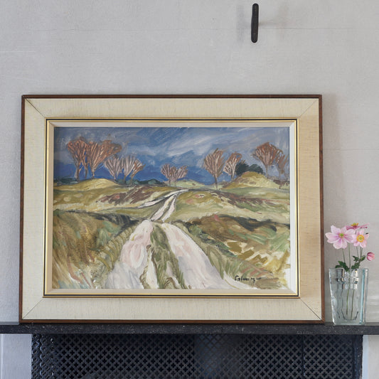 Mid Century Original Landscape Oil Painting By Sweden