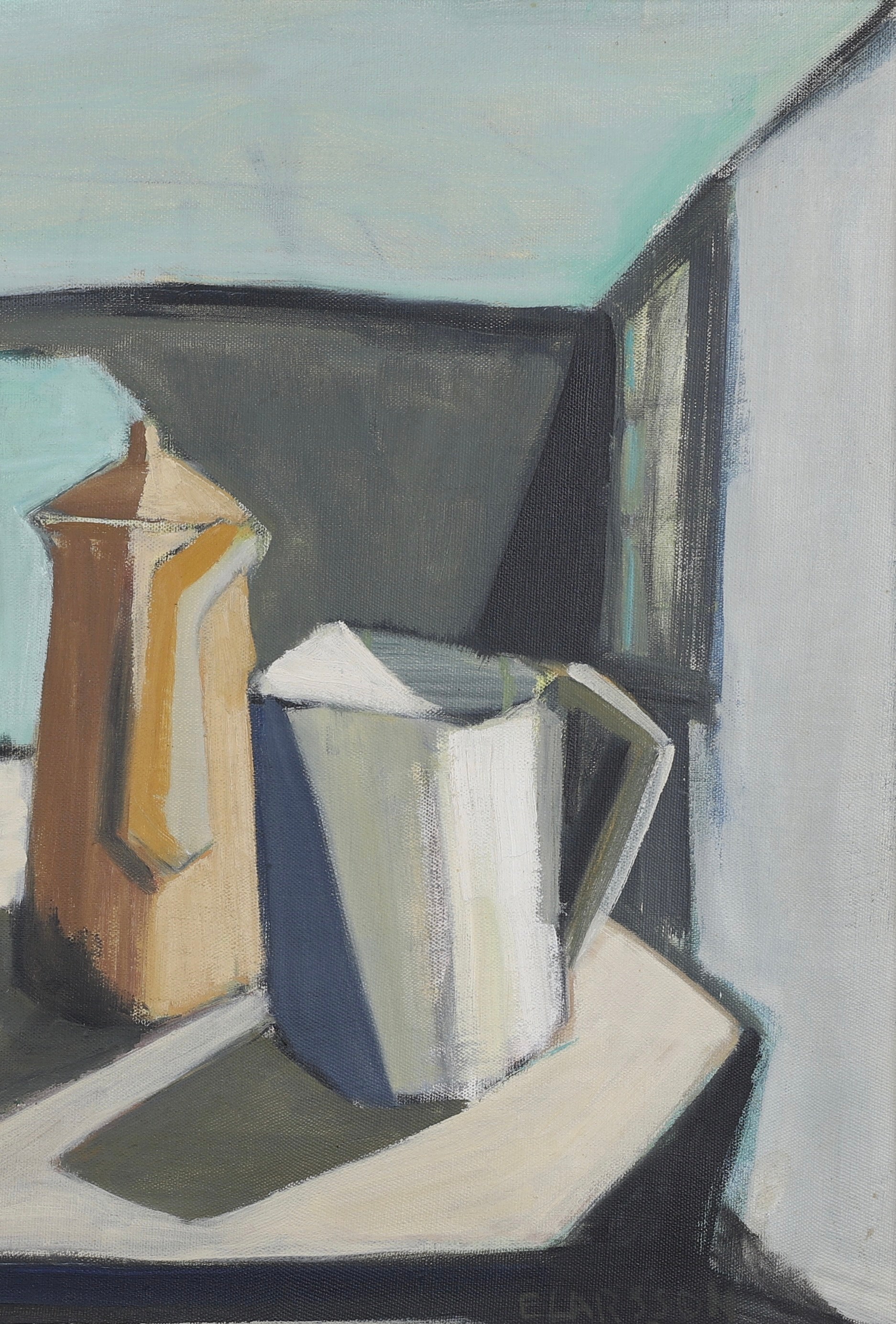 Mid Century Original Still Life Oil Painting By E Larsson From Sweden