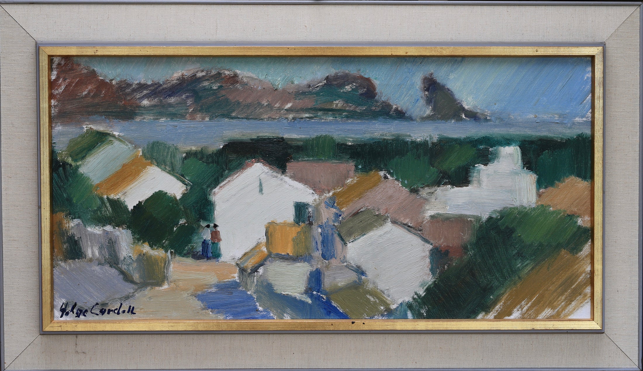 Large Mid Century Original Seascape Oil Painting From Sweden By Helge Cardell