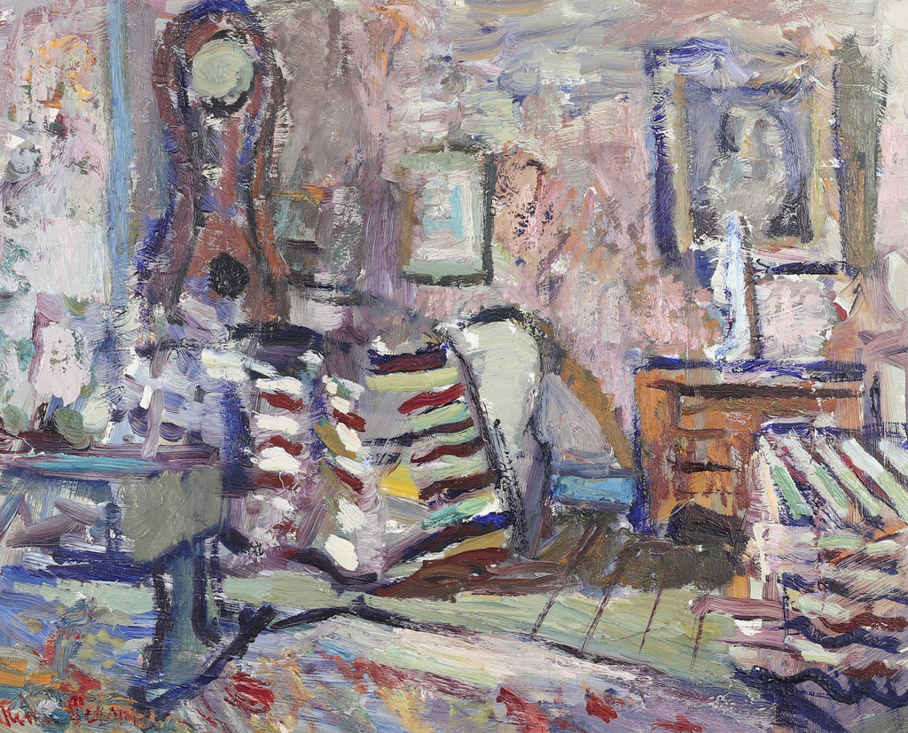 Mid Century Interior Oil Painting By R Persson From Sweden