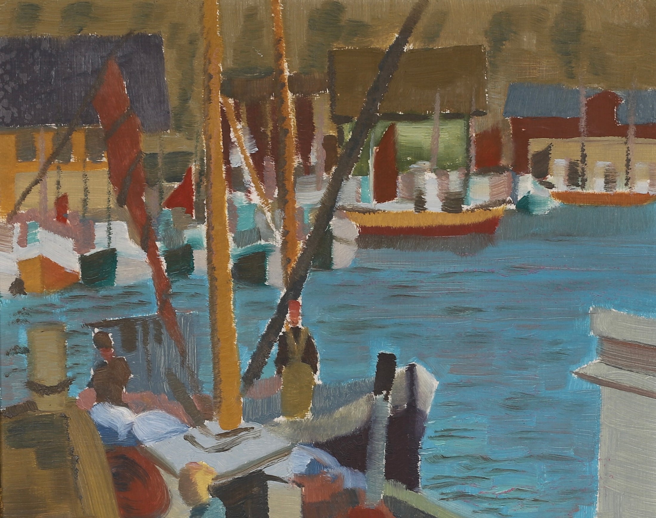 Mid Century Coastal Oil Painting from Sweden From 1951