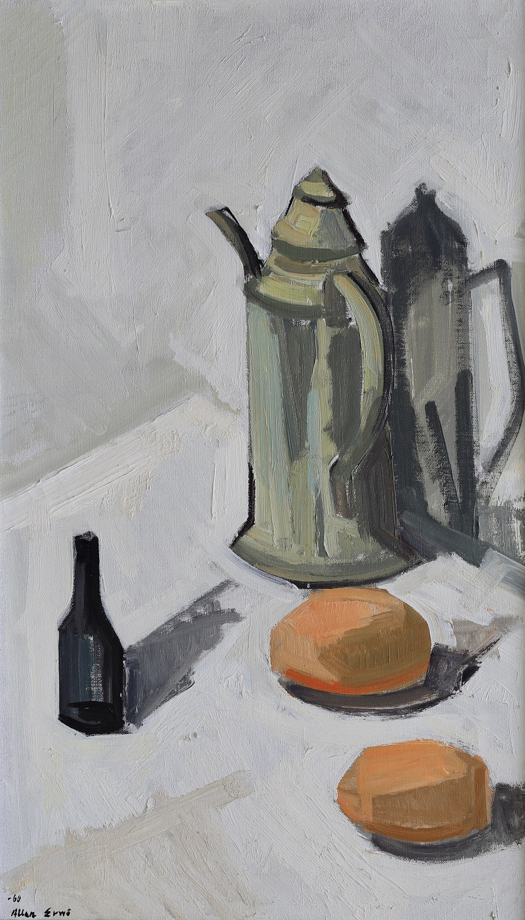 Mid Century Original Still Life Oil Painting by Allan Erwö Sweden 1960