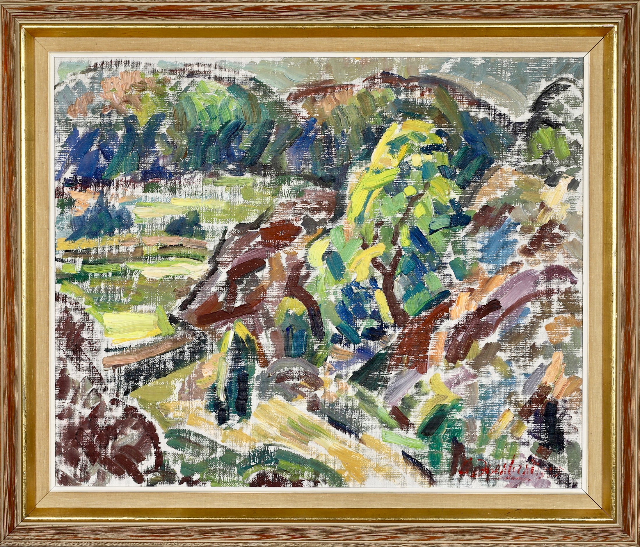 Swedish Vintage Art Mid Century Original Landscape Oil Painting