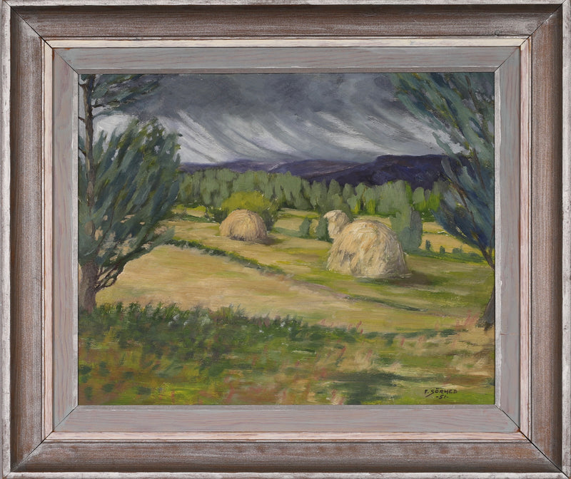 Mid Century Original Oil Painting By F Sörhed Sweden 1951