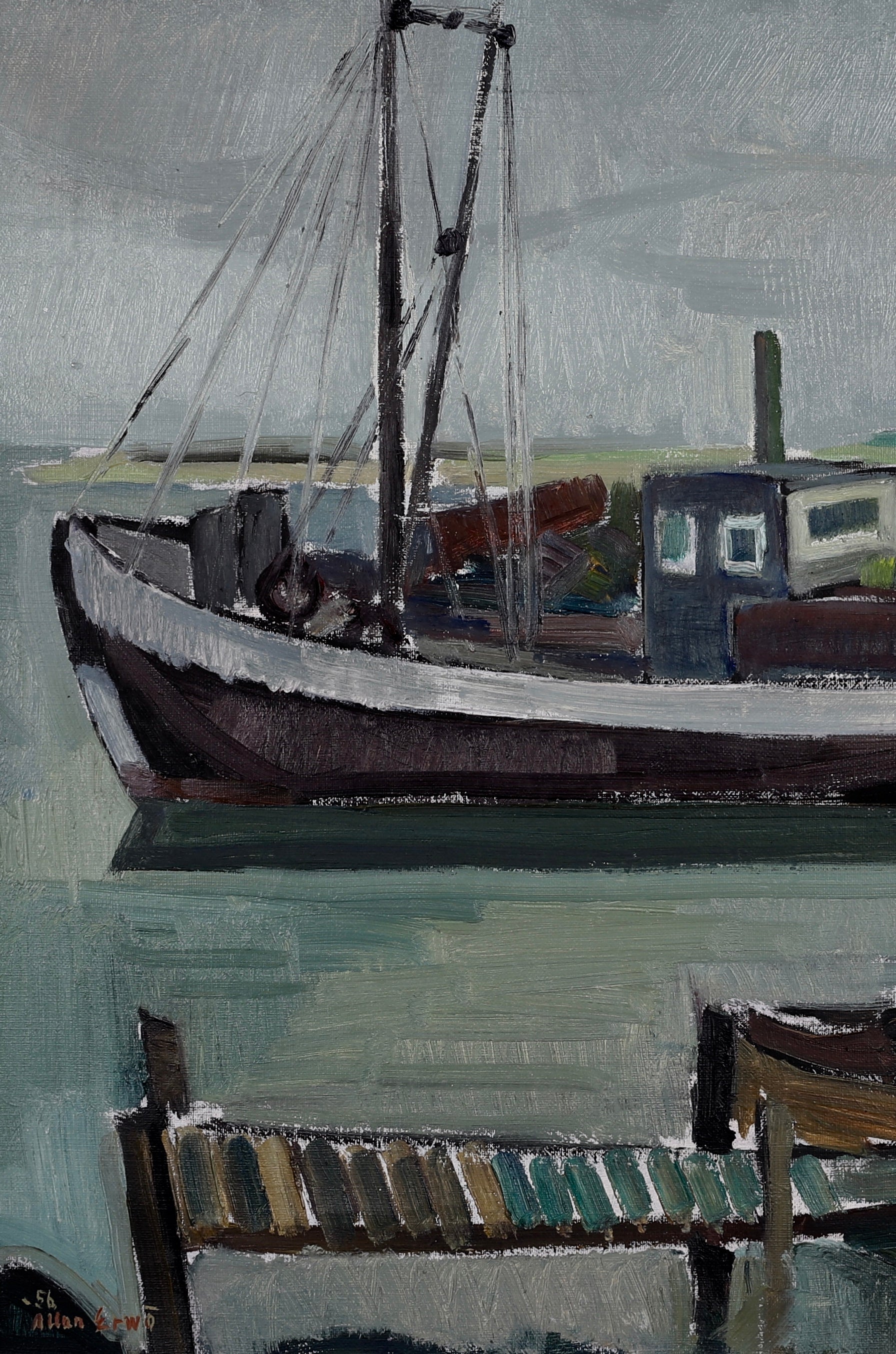 Mid Century Seascape Oil Painting By Allan Erwö Sweden