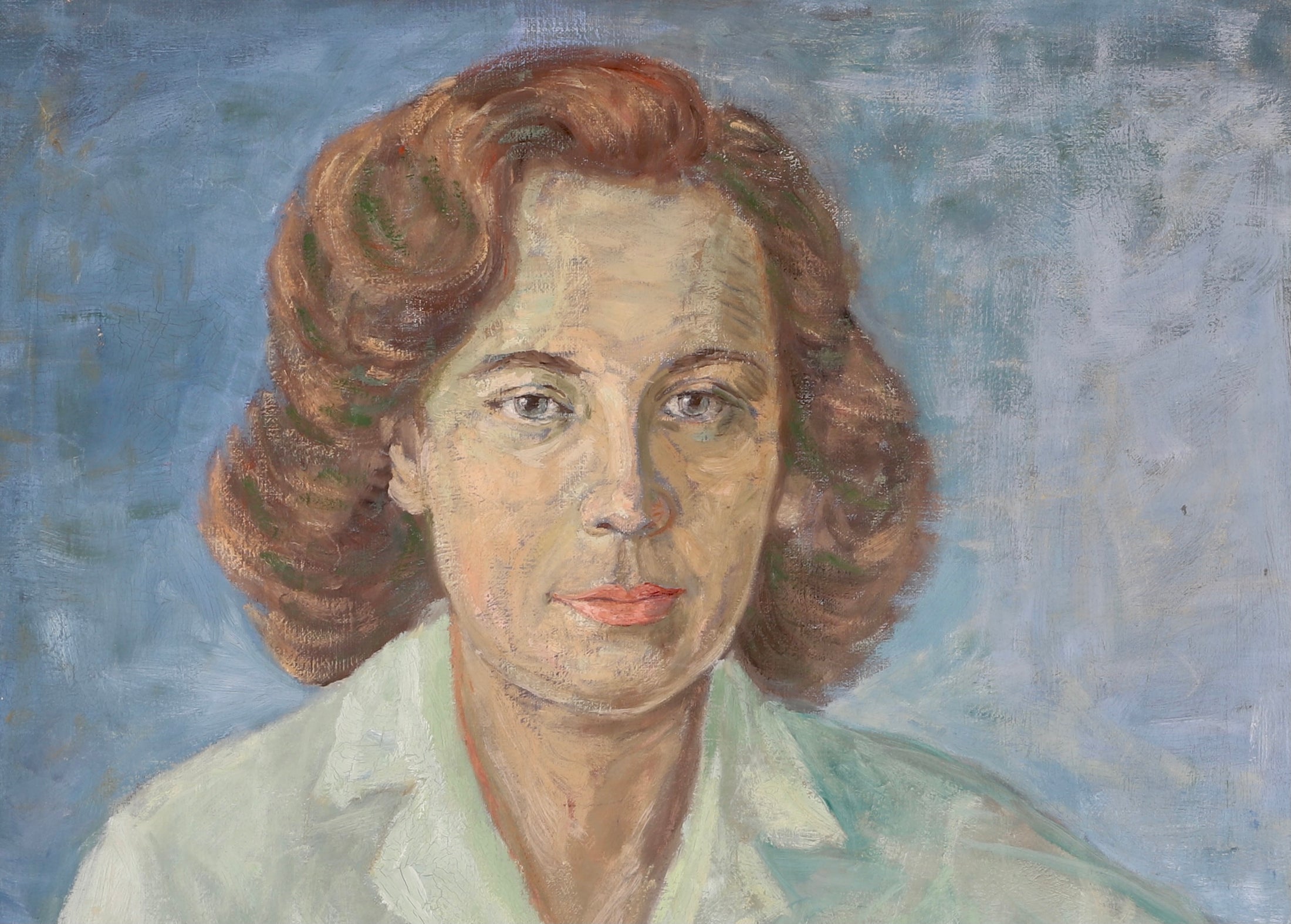 Mid Century Original Portrait Oil Painting by A Fernquist 1958