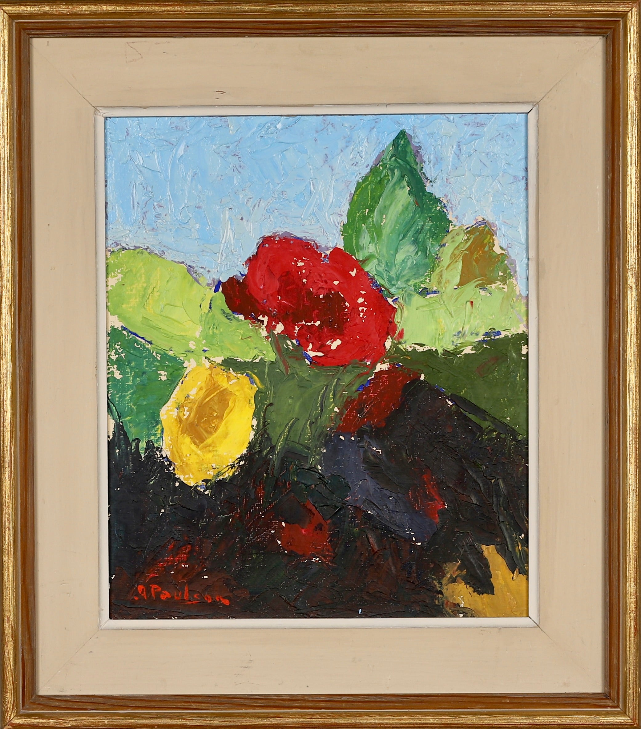 Vintage Swedish Art Still Life Oil Painting by G Paulson