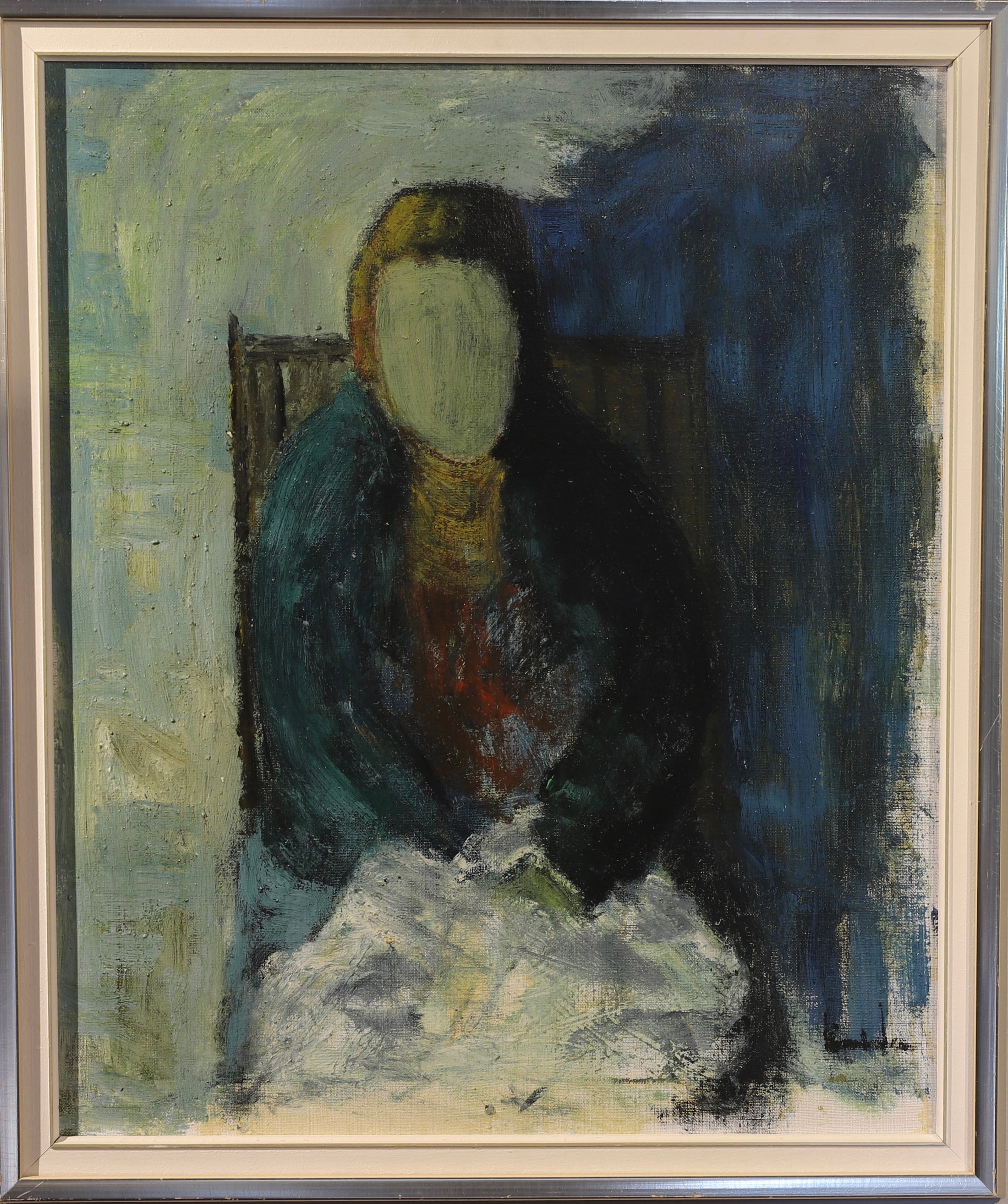 Mid Century Original Portrait Oil Painting From Sweden by K Christensen
