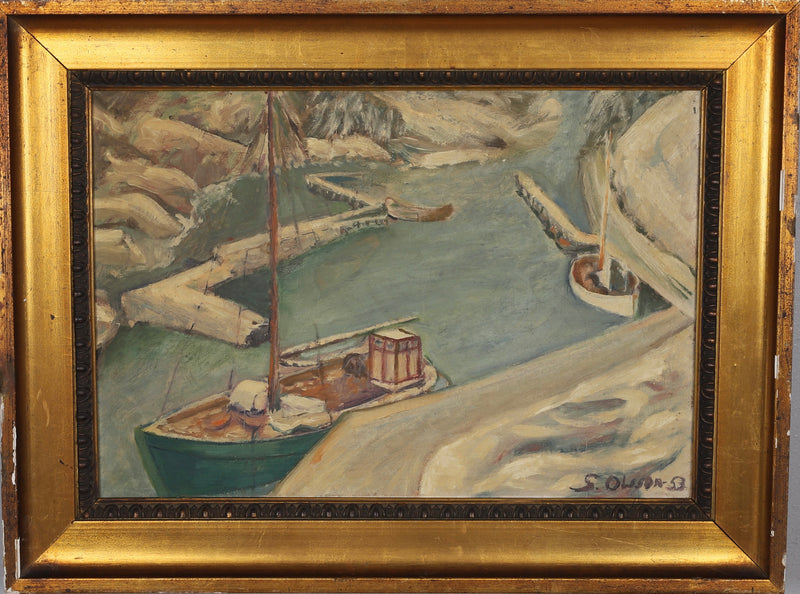 Mid Century Oil Painting by S Olsson Sweden 1953