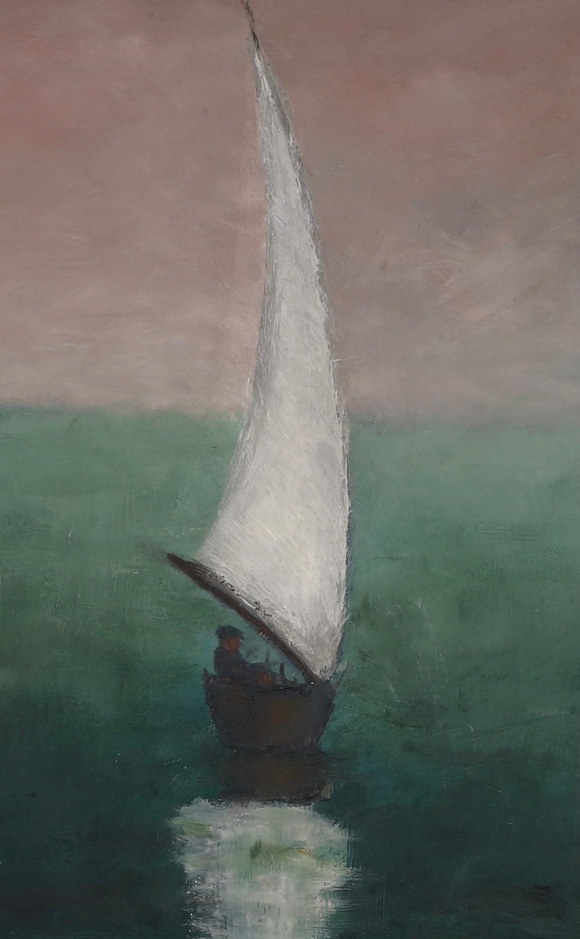 Mid Century Original Sailboat Oil Painting From Sweden
