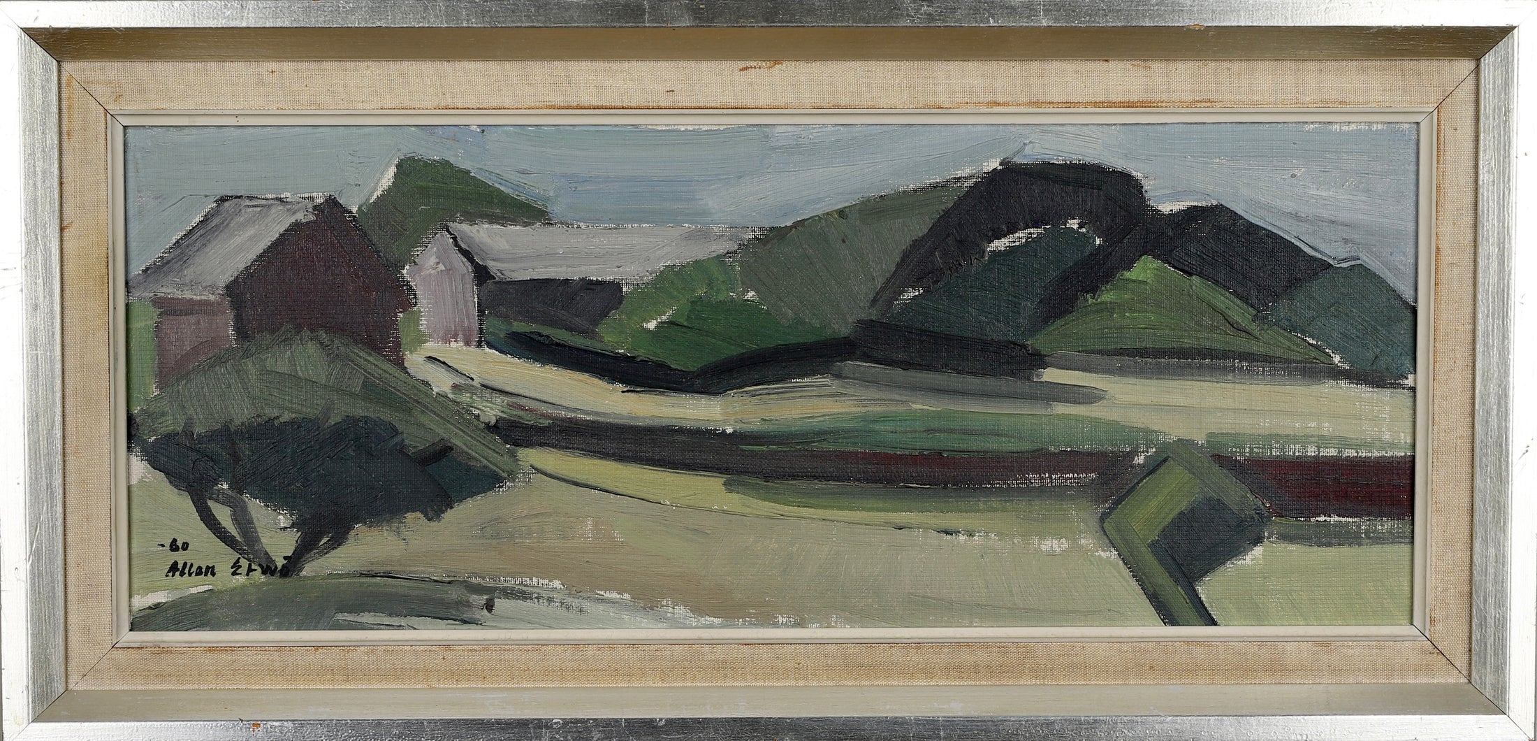 Mid Century Landscape Oil Painting By Allan Erwö 1960 Sweden