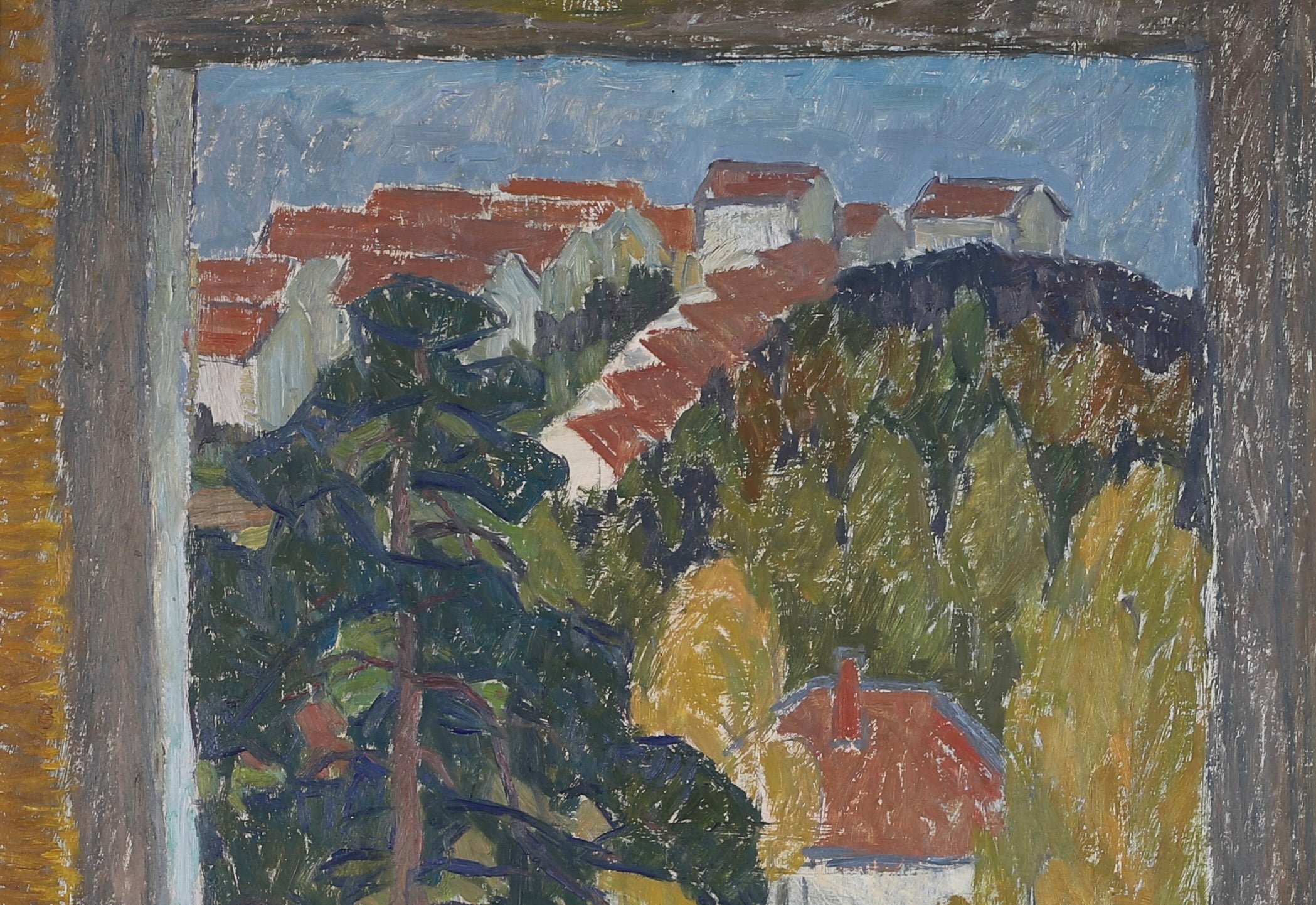 Vintage Mid Century Oil Painting From Sweden by N Hansson 1950