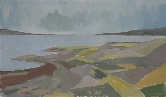 Mid Century Vintage Art Coastal Oil Painting from Sweden