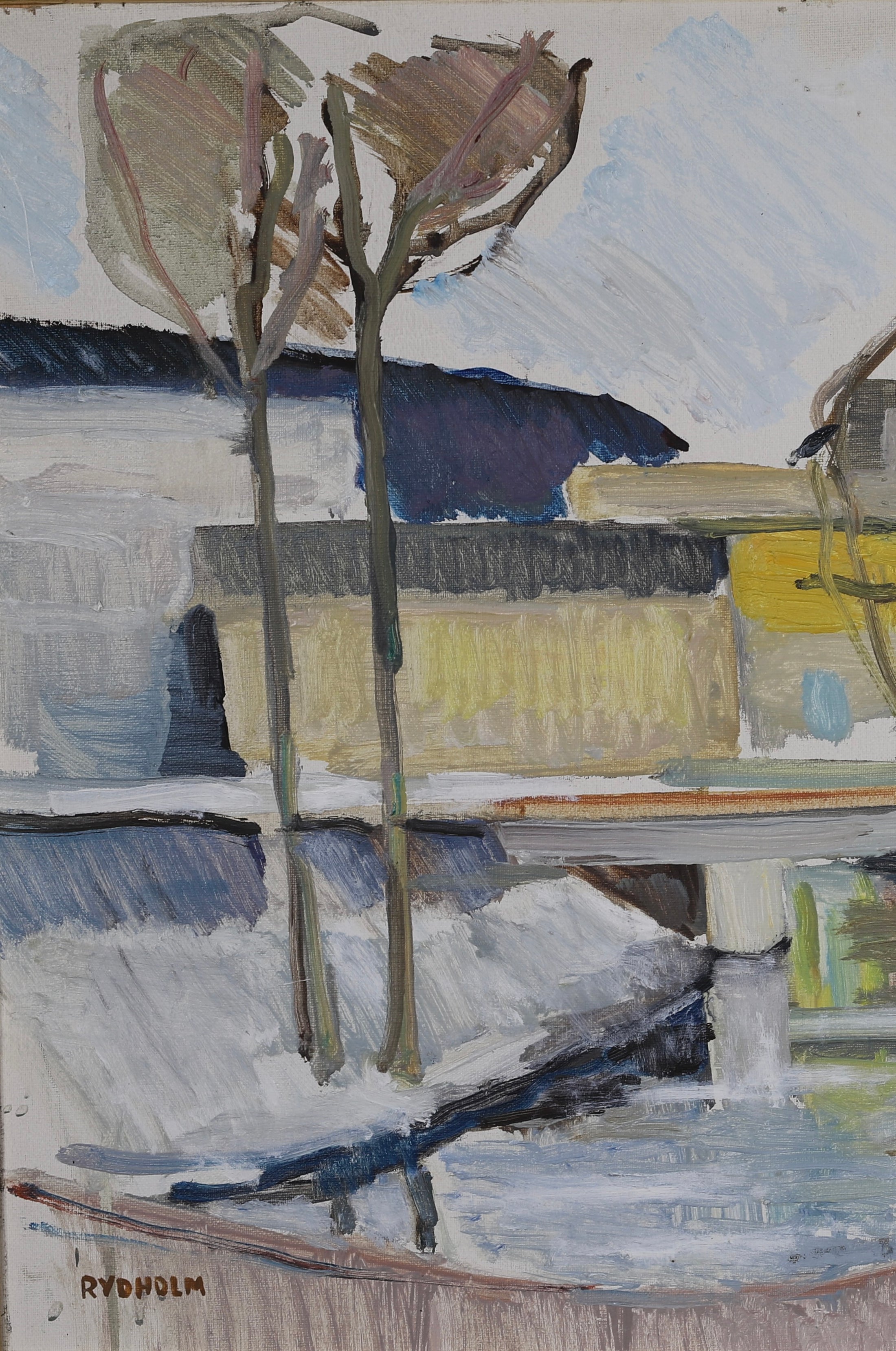 Mid Century Original Landscape Oil Painting From Sweden