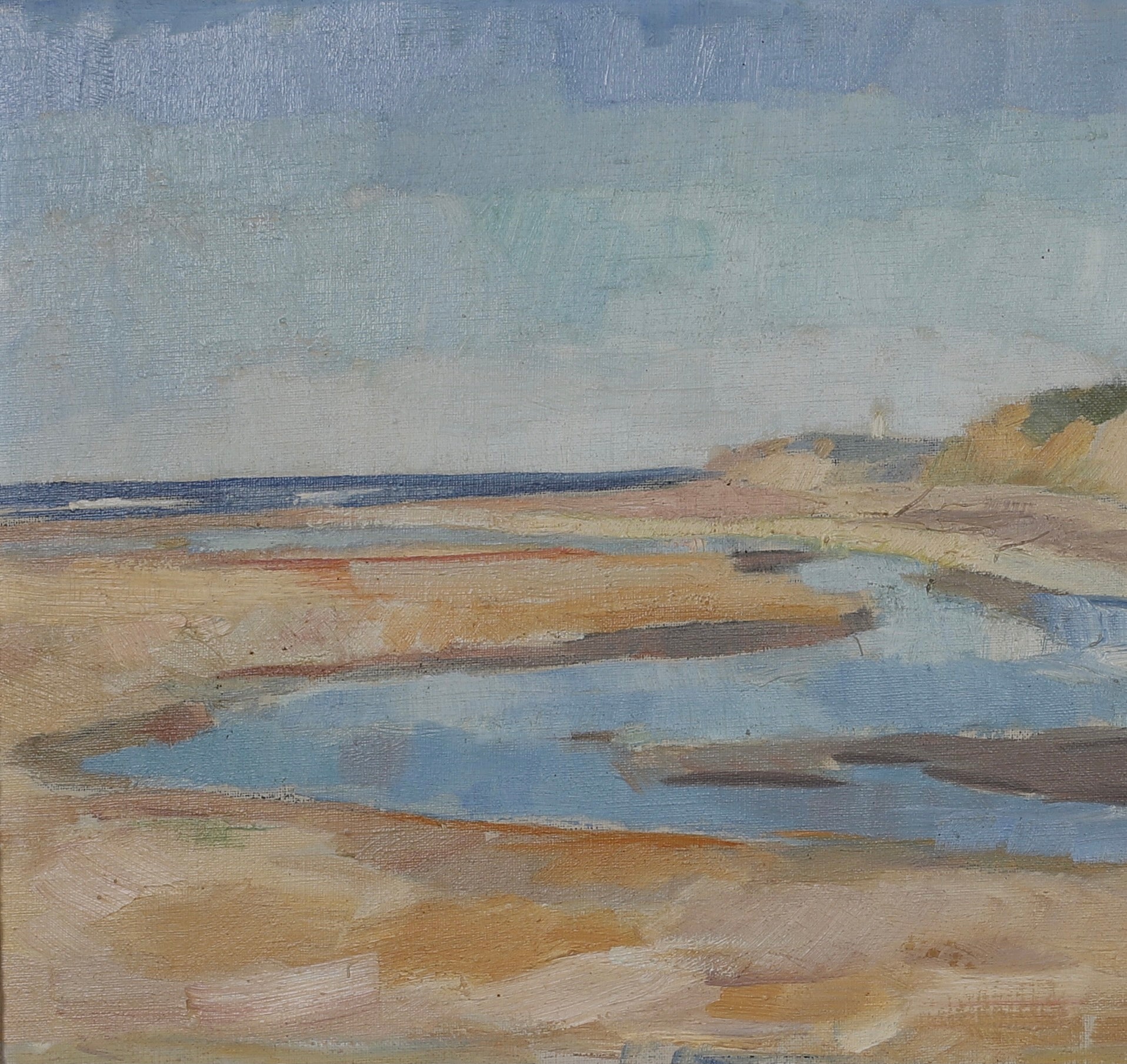 Mid Century Vintage Seascape Oil Painting From Sweden 1944